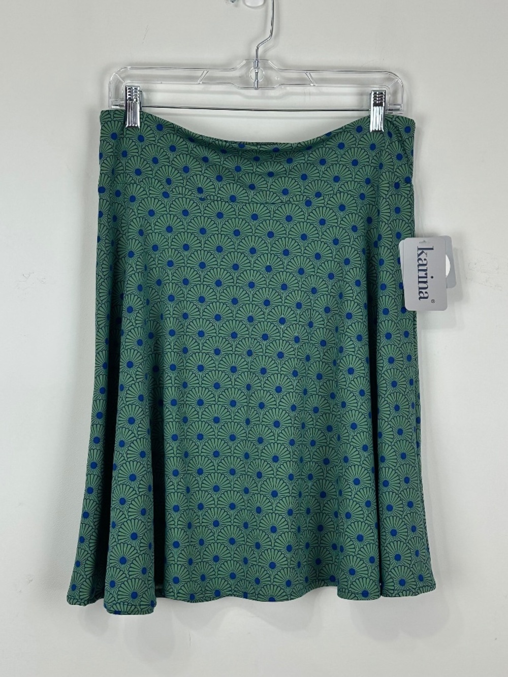 NWT Karina Easy Dress Women's Blue Teal Stretch Skirt M/L Flirty Rockabilly